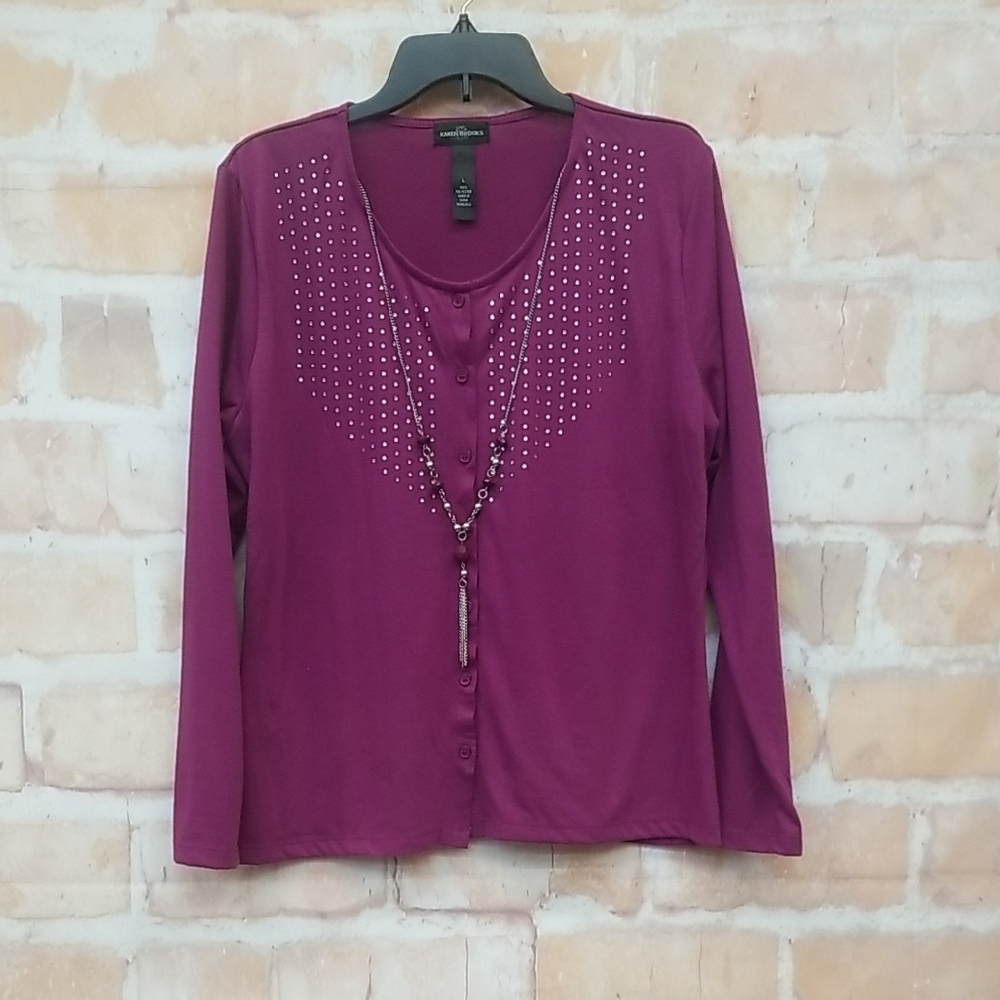 Karen Brooks Size Large Women's Purple Button-Up Top